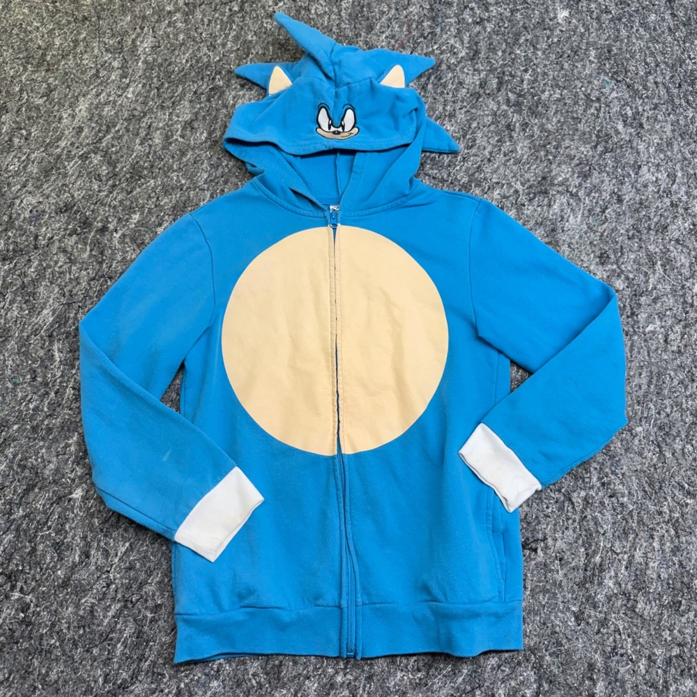 Sonic the Hedgehog Blue Full Zip Character Hoodie Sweatshirt Kids Large L 14/16